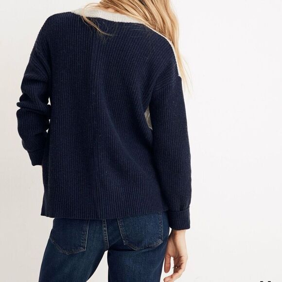 Madewell Patch Pocket Pullover Sweater in Colorblock 3X - Picture 3 of 8